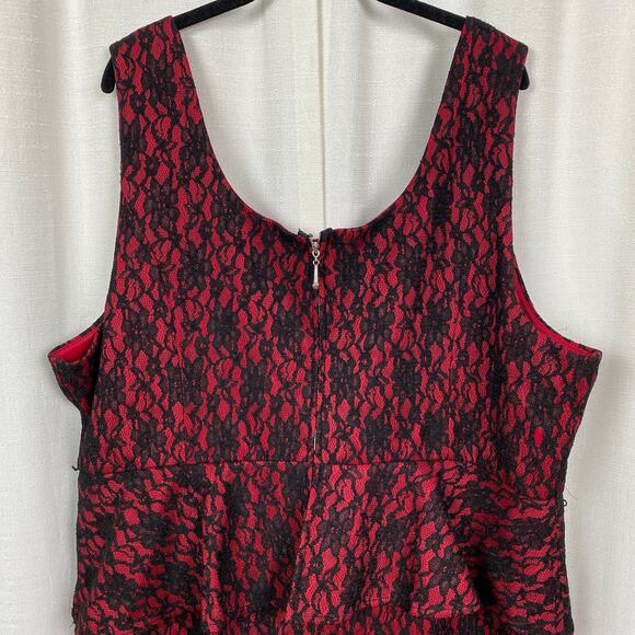 Torrid x Rebel Wilson Red&Black Lace Peplum Sheath Midi Dress Sz.26W - Picture 10 of 15